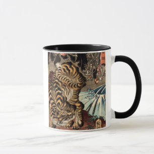 Caneca 龍虎, tigre do 国芳 & dragão, Kuniyoshi, Ukiyo-e