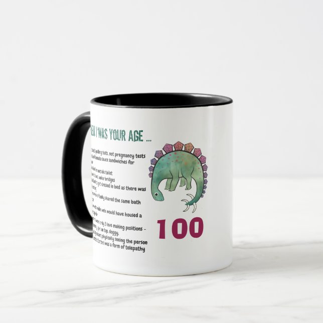Caneca 100º aniversário Engraçado ficar mais velho mandan (Frente Esquerda)