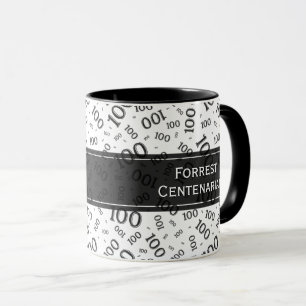 Caneca 100º Aniversário Padrão Random Numérico Preto/