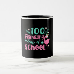 Caneca 100 Dias Incríveis Da Escola Funny Flamingo