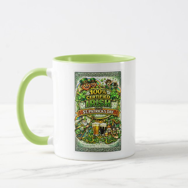 Caneca 100% Irlandês... No Dia de São Patrício! (Esquerda)