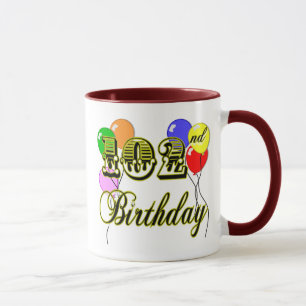 Caneca 102nd Aniversário com balões