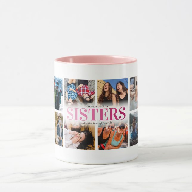 Caneca 12 Colagem de Fotos Irmãs Rosa (Centro)