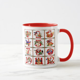 Caneca 12 Dias De Impressão De Quilta De Natal