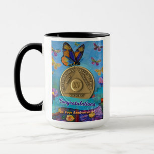 Caneca 15 Anos NOME PERSONALIZADO AA Borboletas Flores
