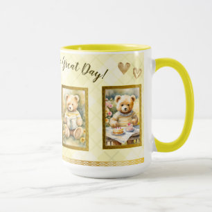 Caneca 15 oz - Belo Urso Amarelo do Urso de Teddy Feliz E