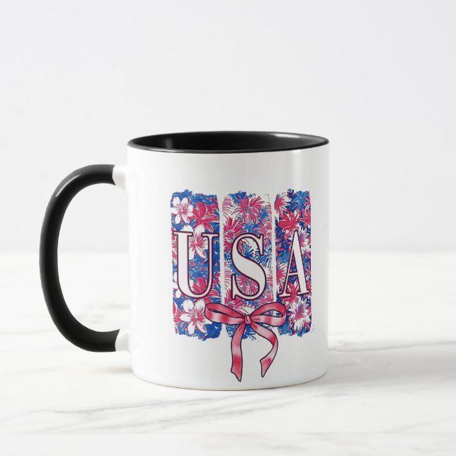 Caneca 1776 América 4 de julho Flores EUA (Esquerda)