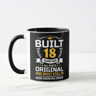 Caneca 18th Birthday Man Woman Built 18 Years Ago