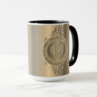 Caneca 19º ou 8º Aniversário de Casamento de Bronze