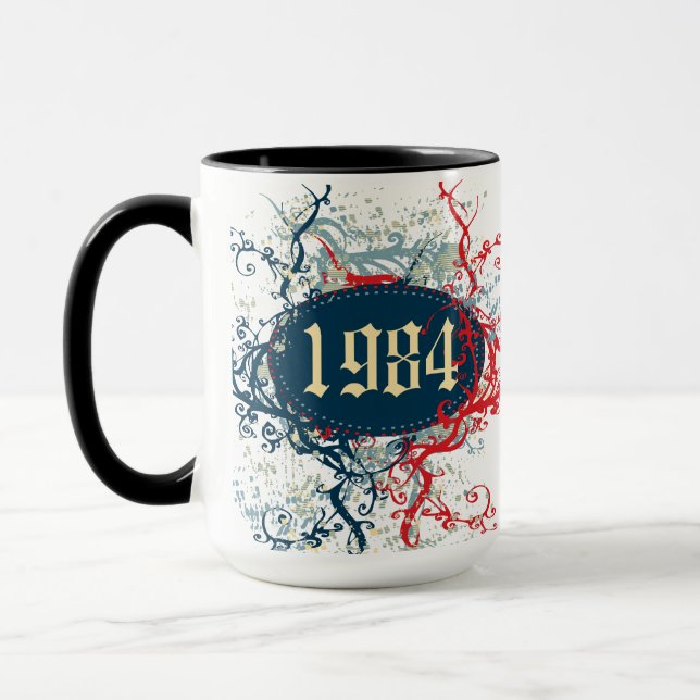 Caneca 1984 Aniversário ou Desde 1984 ou Feito em 1984 (Esquerda)