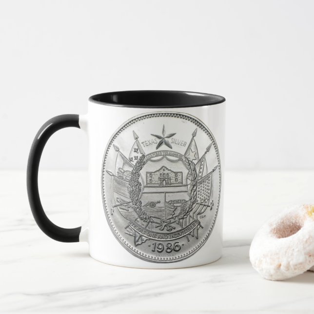 Caneca 1986 O Estado do Texas Silver Round  (Com Donut)