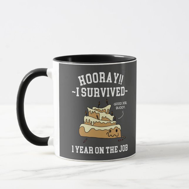 Caneca 1 Ano no Trabalho 1º Aniversário de Trabalho (Esquerda)