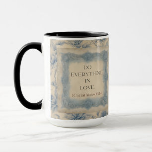 Caneca 1 Coríntios 16:14 Faça Tudo com Amor Vintage