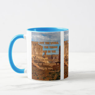 Caneca 1 John 2:15 KJV Bíblia Verso Pic Dois Tons