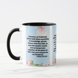 Caneca 1 Peter 3:7 KJV Escritura de Bíblia Pic Dois Tons