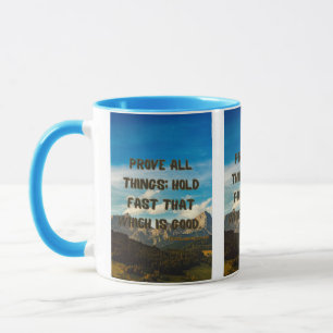 Caneca 1 Tessalónica 5:21 KJV Bíblia Verse Pic Dois Tons