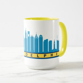 Caneca 2019 da skyline de Philly em cores da