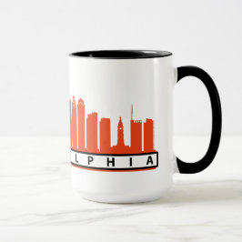 Caneca 2019 da skyline de Philly na laranja & no
