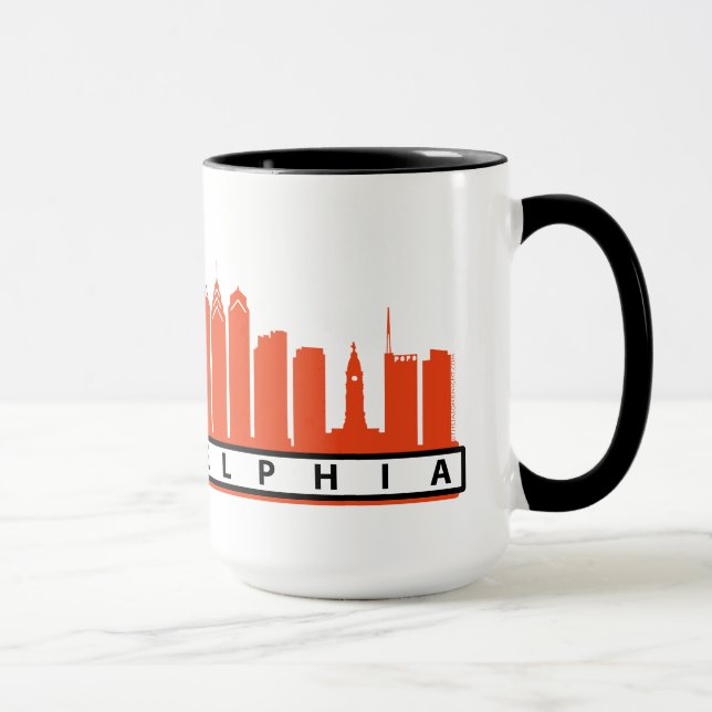 Caneca 2019 da skyline de Philly na laranja & no (Direita)