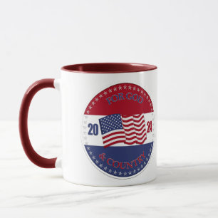 Caneca 2024 Para Deus e País com Bandeira dos EUA