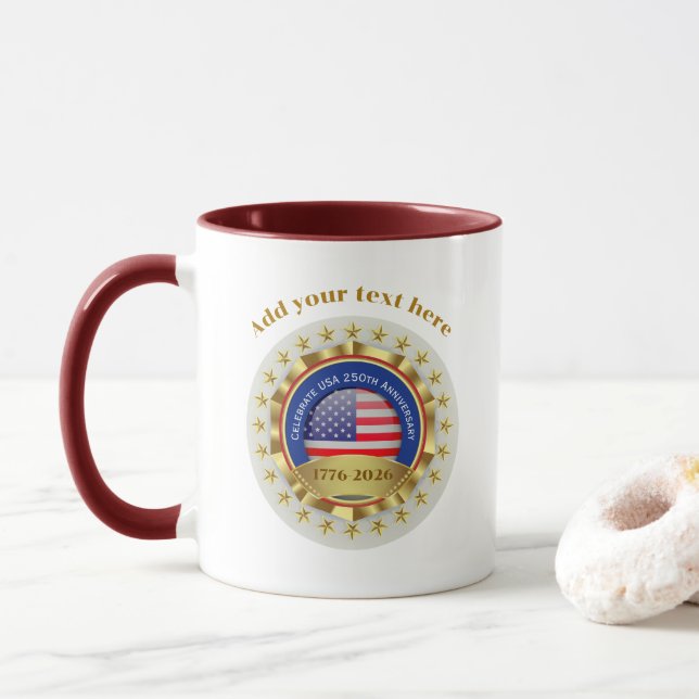 Caneca 250º Aniversário EUA Patriótico | 1776–2026 (Com Donut)