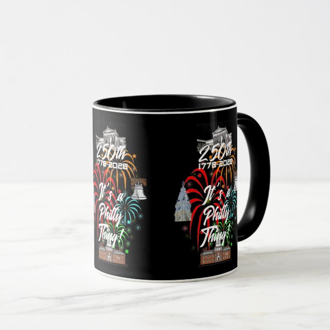 Caneca "250º É uma Coisa do Philly!" (Frente Esquerda)