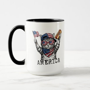 Caneca 250º Gato Listras Patrióticas da Liberdade da Amér
