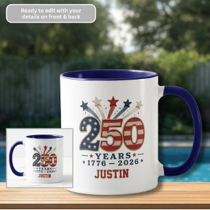 Caneca 250 Anos Estrelas Cadentes 1776-2026 Café