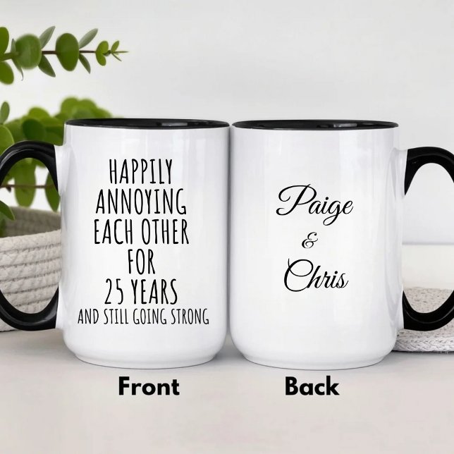 Caneca 25th Anniversary Funny Silver Mug for Couples (Criador carregado)