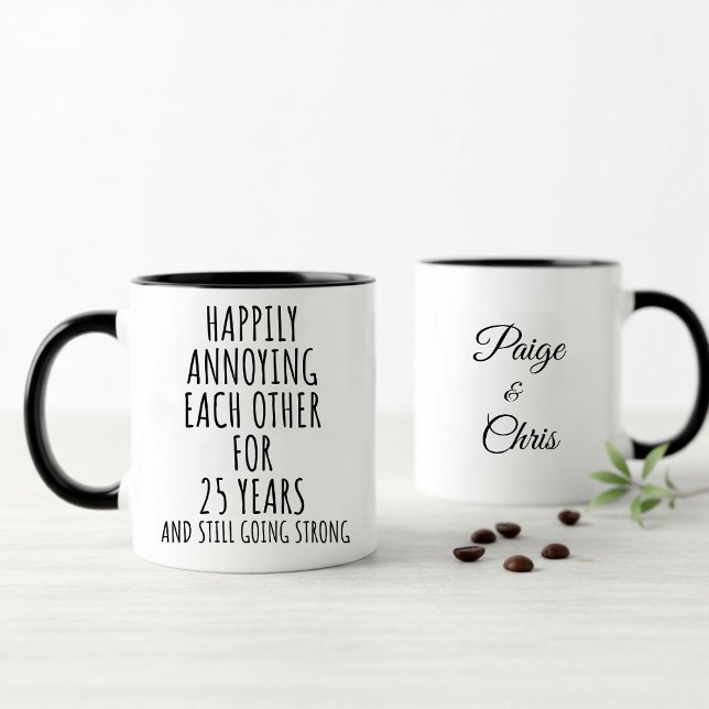 Caneca 25th Anniversary Funny Silver Mug for Couples (Criador carregado)