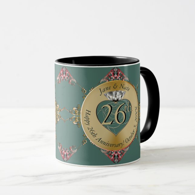 Caneca 26/Qualquer Aniversário de Casamento (Frente Esquerda)