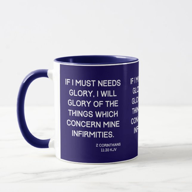 Caneca 2 Corintianos 11:30 KJV Bíblia Verso Dois Tons (Esquerda)