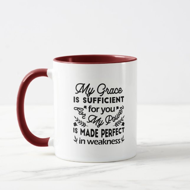 Caneca 2 Coríntios 12:9 – Minha Graça é Suficiente Arte (Esquerda)