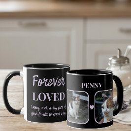 Caneca 2 Fotos Lembrança de Perda de Pet Memorial preto r