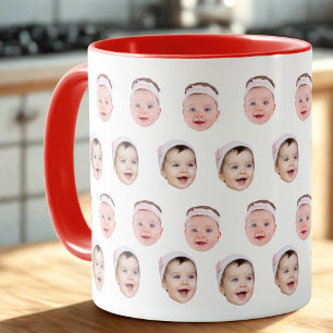 Caneca 2 Fotos Mug, Foto Personalizada De Rosto De Bebê C