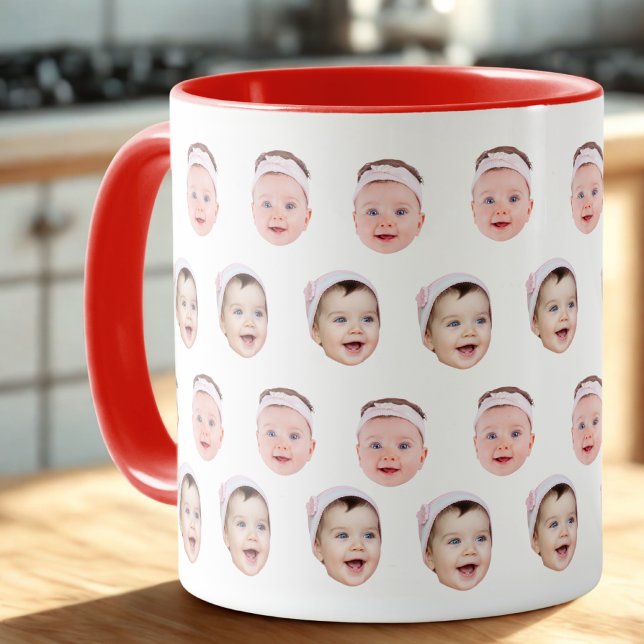 Caneca 2 Fotos Mug, Foto Personalizada De Rosto De Bebê C (Criador carregado)