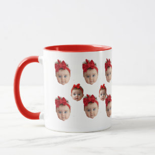 Caneca 2 Fotos Rosto Família Bebê Engraçado