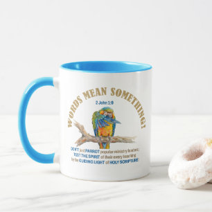 Caneca 2 João 1:9 Discernimento Cristão Anti-Papagaio 11o