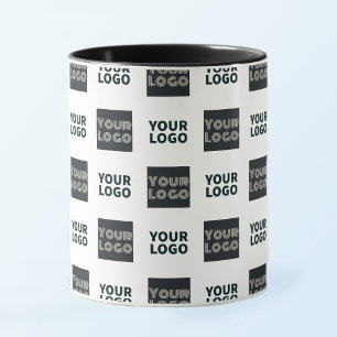 Caneca 2 Logos Simples Logotipo Repetitivo   Branco