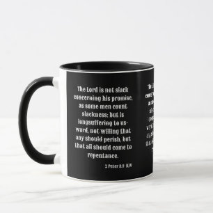 Caneca 2 Peter 3:9 KJV - Escritura de Bíblia de dois tons