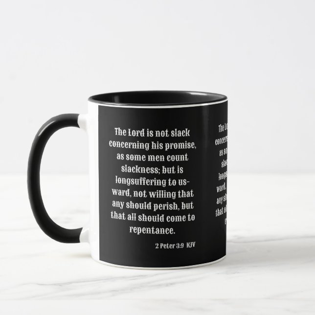 Caneca 2 Peter 3:9 KJV - Escritura de Bíblia de dois tons (Esquerda)