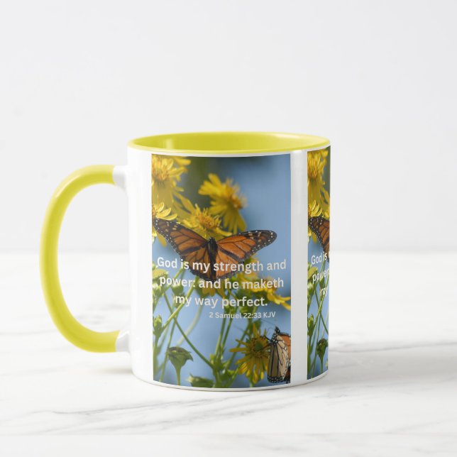 Caneca 2 Samuel 22:33 KJV Escritura de Bíblia Pic Dois-To (Esquerda)