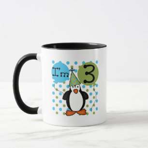 Caneca 3º Camisetas de aniversário do Pinguim e presentes