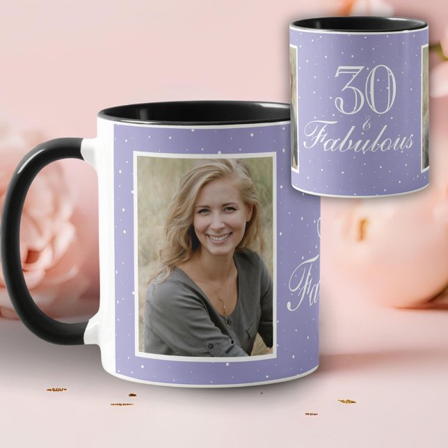 Caneca 30 and Fabulous Elegant Birthday Photo  (Criador carregado)