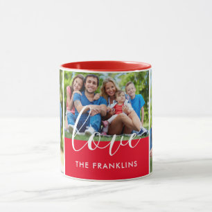 Caneca 3 Colagem de Fotos Nome da Família Personalizado