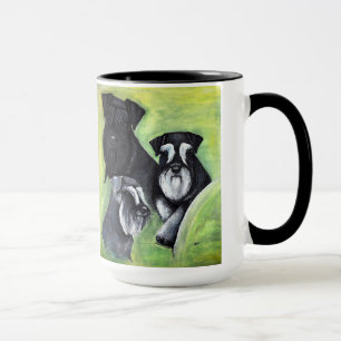 Caneca 3 cores do copo dos schnauzers diminutos