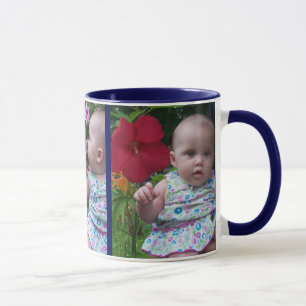 Caneca 3 fotos grandes Blue Background Easy Upload Gift