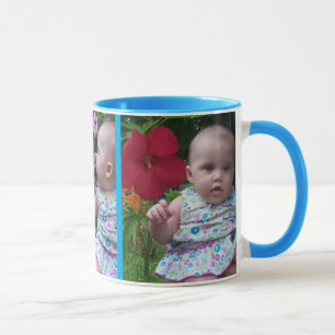 Caneca 3 fotos grandes Sky Blue Background Easy Upload