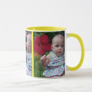 Caneca 3 Grandes Fotos Fundo Amarelo Fácil Upload