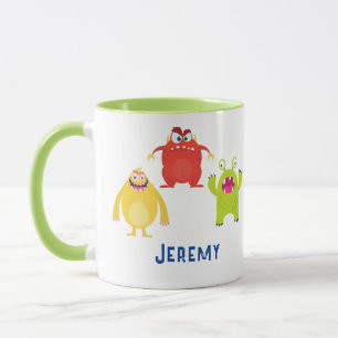 Caneca 3 Monstros de Desenho Animado Divertidos, Nome da